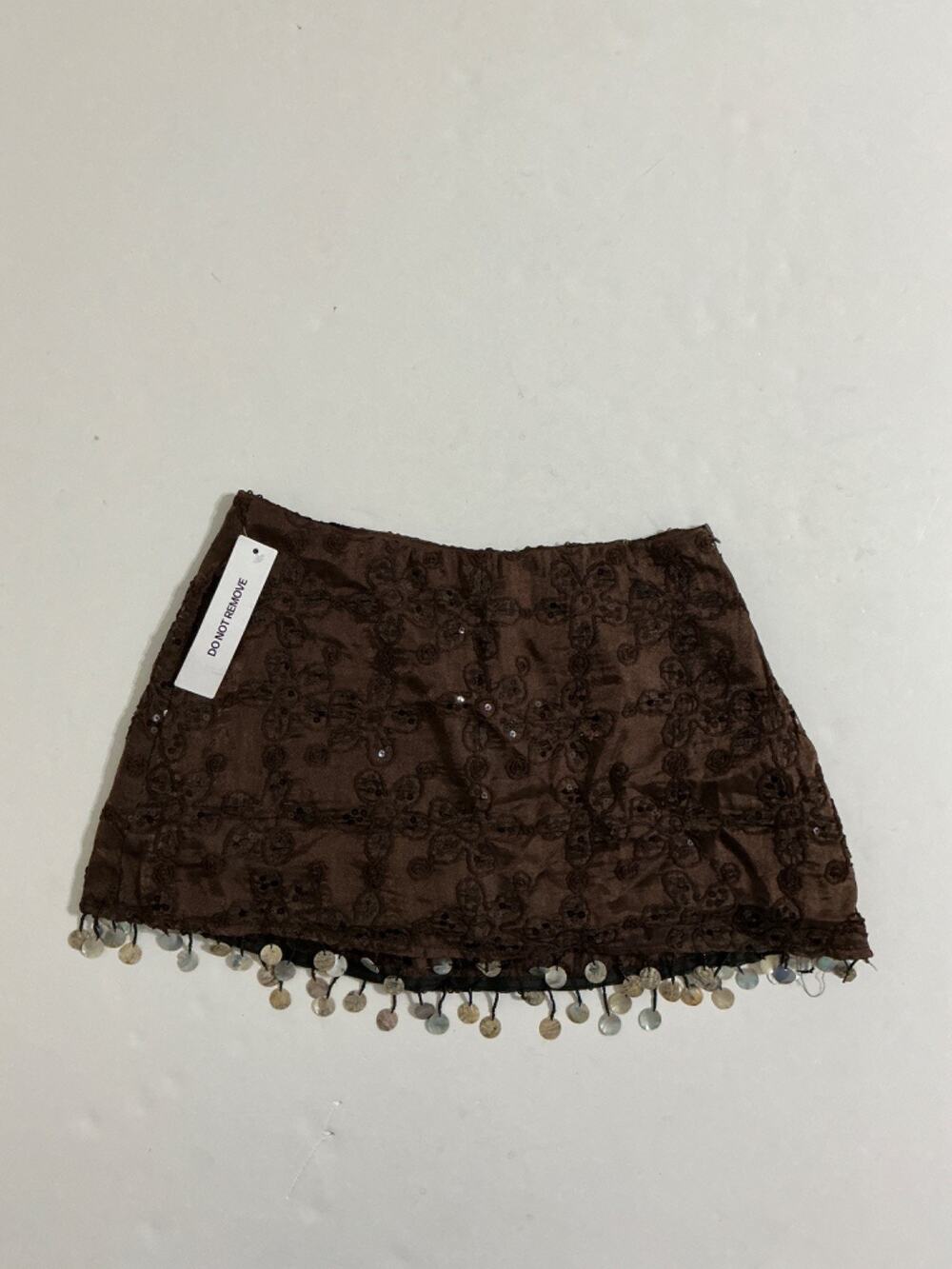 Princess Polly We Made It Sequin Skort Brown US 4 AU 8 Mini Skirt Shell Trim NWT